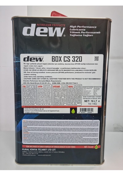 Dew Box Cs 320 Kapalı Sistem Asansör Dişli Yağı 16 L