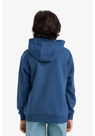 Defacto Erkek Çocuk Kapüşonlu Baskılı İçi Yumuşak Tüylü Sweatshirt G5564a825cwın179 İndigo-ın179