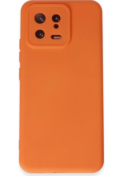 Xiaomi Mi 13 Kılıf Nano İçi Kadife Silikon - Turuncu Düz Renkli