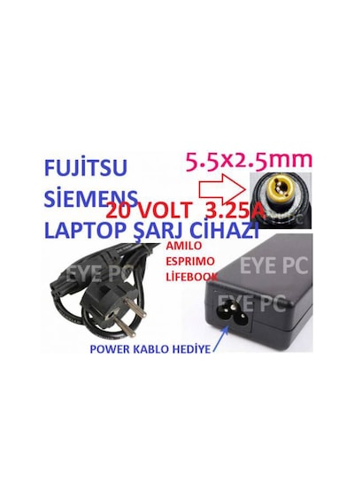 Fujitsu  Siemens Uyumlu   Laptop Notebook Adaptörü Şarj Aleti Kaliteli