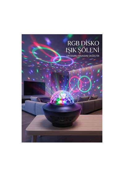 Rgb Bluetooth Disko Lambası Dahili Hoparlörlü Müzikli Parti Işığı Usb Ve Tf Kartlı Renk