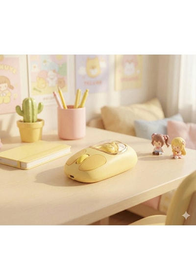 Pikacu Detaylı Sevimli Bluetooth Kablosuz Mouse Şarjlı Sessiz Çift Mod Diğer