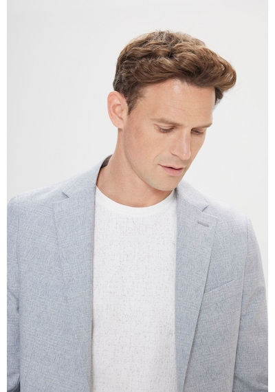 Ac&Co / Altınyıldız Classics Erkek Grı Mavı 360 Her Yöne Esneyen Slim Fit Dar Kesim Mono Yaka Desenli Blazer Ceket Grı Mavı Gri - Mavi