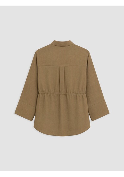 Lcwaıkıkı Classic Kahverengi Oversize Armürlü Kadın Gömlek