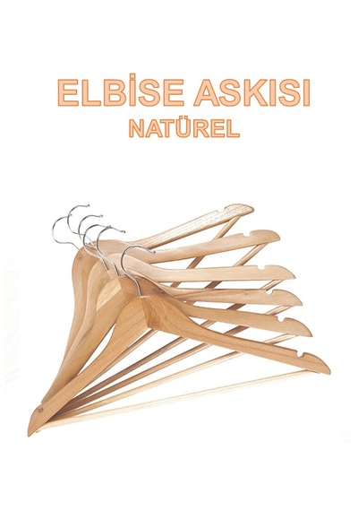Naturel Ahşap Askı 6 Adet Pantolon Askısı Natürel