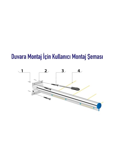 Pakas Balkon Çamaşır Kurutma Askısı Kurutmalık Duvara Monte Gümüş