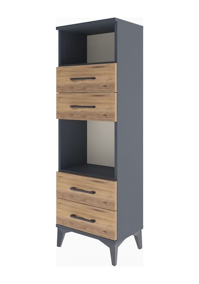 Arges Dolap 2 Raflı 4 Çekmeceli 44x30x134 Antrasit-çam Antrasit