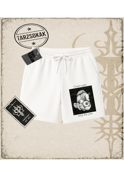 Tarzsokak Gotik & Grunge Streetwear I Have Eyes Only For You Unisex Şort Beyaz