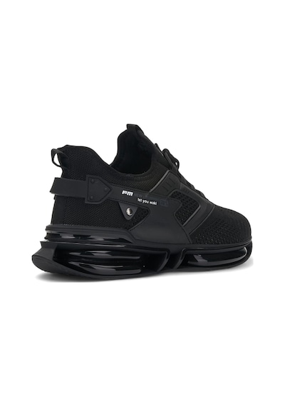 Erkek Siyah Sneaker Spor Ayakkabı - Balon Taban Triko Ortopedik Ayakkabı-047 Siyah