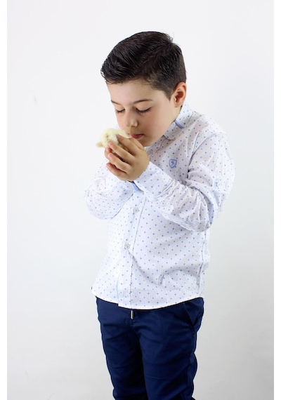 Doctor Junior Erkek Çocuk Desenli Uzun Kol Spor Gömlek Mavi