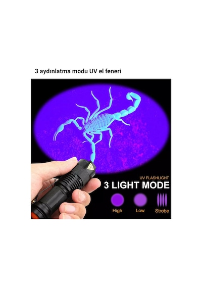 Ultrafire 395 Nm Uv Led Mor Işık El Feneri N11.16087 Siyah