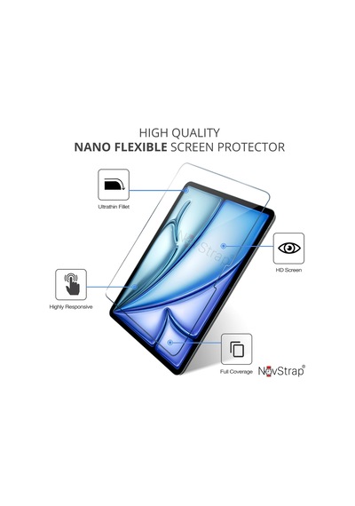 Novstrap Apple Uyumlu iPad  Air 11 İnç 6. Nesil M2 2024 İle Nano Esnek Cam Ekran Koruyucu A2902 A2903