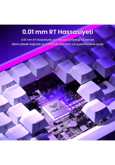 Aula Hero 84 He Manyetik Klavye Rapid Trigger Dragon King Switch 8000hz Rgb Neon Tkl Hot Swap Oyuncu Klavyesi Pembe