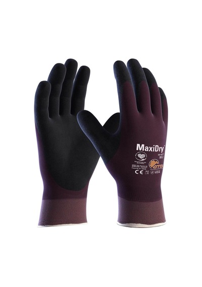 Maxidry 56-427 Tam Kaplama Örgü Bilek Yağ Ve Sıvı Geçirmez İş Eldiveni Takımı No:9 Bordo