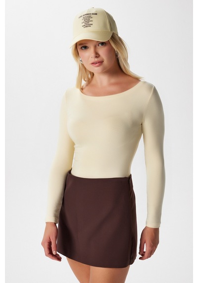 Ritnice Kayık Yaka Need Uzun Kollu Tereyağı Sarısı Soft Top / Bluz Tereyağı Sarısı