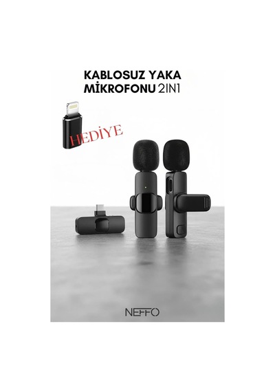K9 2 Li Kablosuz Yaka Mikrofonu 2in1 Mikrofon Type-c/lightnin Şarjlı Youtube Facebook Tiktok
