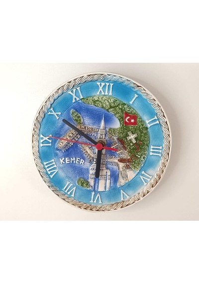 Saat Tabak Duvar Süsü Masa Saati Dekor Seramik