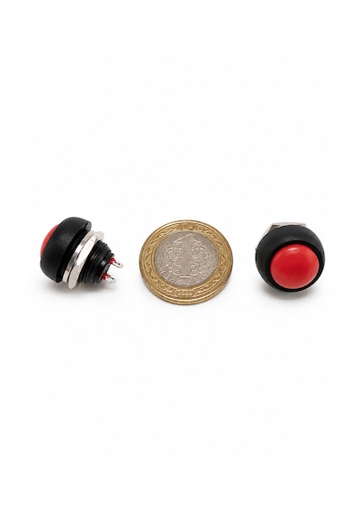 Yaylı Basmalı Kırmızı Anahtar 12 Mm On Off 10 Adet Pbs-33b 2 Pin 1a 250v Mini Yuvarlak Su Geçirmez Anahtar Pbs33b