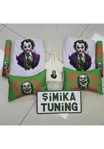 Joker Beyaz Servis Kılıfı Ön Ve Arka 4parça Takım Ve Otomobil Boyun Yastığı 2'li Ve Kemer Kılıfı 2'l