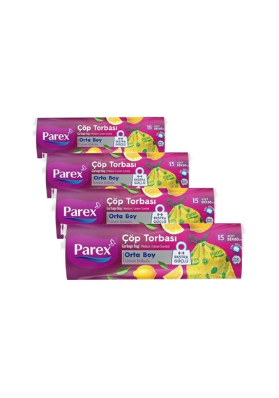 Büzgülü Çöp Torbası Limon Kokulu Orta Boy 4 Paketi