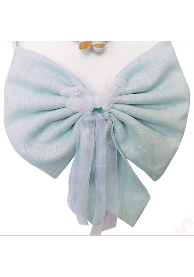 Kasnaklı Fiyonk Ve Ayıcıklı 30cm Kapı Süsü - Mavi