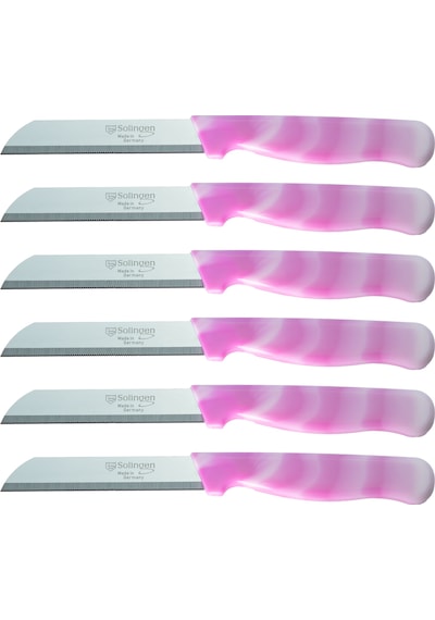 Solingen 6'lı Bıçak Seti Ebruli Desen Pembe