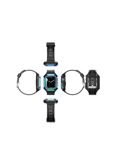 Watch 7 45mm Uyumlu Krd-88 Sert Pc Kasa Koruyuculu Uyumlu Gzst Kordon-mavi