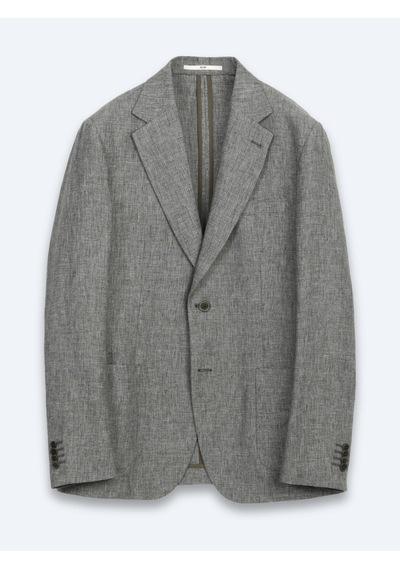 Kip Haki Desenli Modern Fit Keten Karışımlı Ceket
