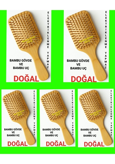 5 Adet Büyük Boy Bambu Tarak Bambu Uç Ve Bambu Gövde Elektriklenme Yapmaz 001