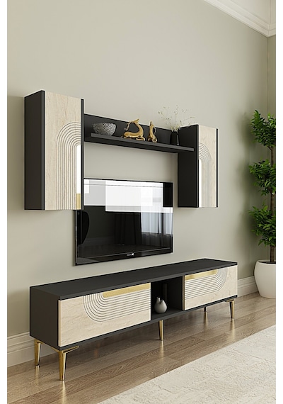 Tvr1502 Meyra Tv Ünitesi Takımı 150cm Antrasit-traverten-gold