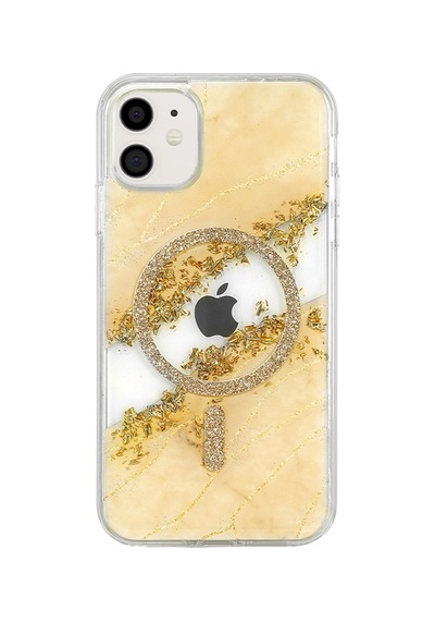 Onegif Apple Apple iPhone Uyumlu 11 Lotus Simli Magsafe Kapak - Gümüş - Gümüş