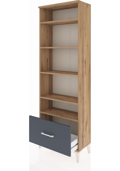 Arges Dolap 5 Raflı Tek Çekmeceli 60x30x182 Çam-antrasit Çam