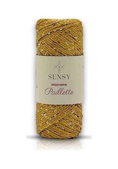 Sensy Paillette Pullu Polyester Makrome İpi Polyester Makrome İp Supla İpi Pullu Çanta İpliği Altın