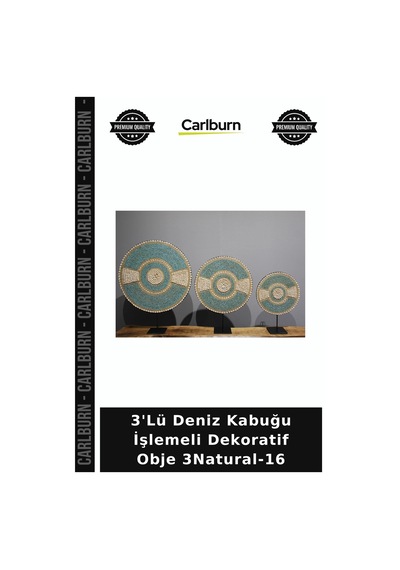 Özel Üretim Ev Aksesuarı Salon Dekor 3'lü Deniz Kabuğu İşlemeli Dekoratif Obje 3natural-16
