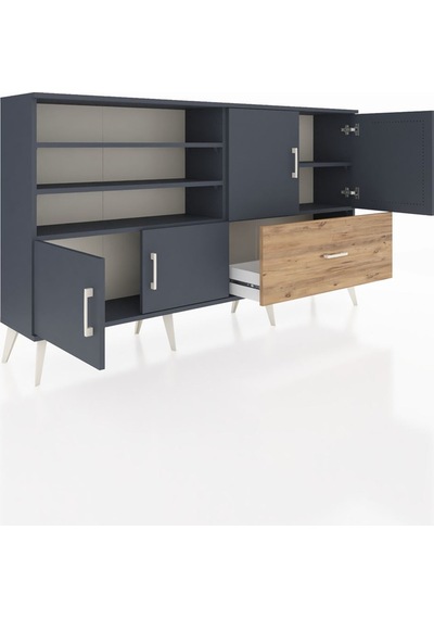 Arges Konsol 5 Raflı Tek Çekmeceli 4 Kapaklı 176x30x99 Antrasit-a Antrasit-antrasit/çam Arges Konsol 5 Raflı Tek Çekmeceli 4 Kapaklı 176x30x99 Antrasit-a Antrasit-antrasit/çam