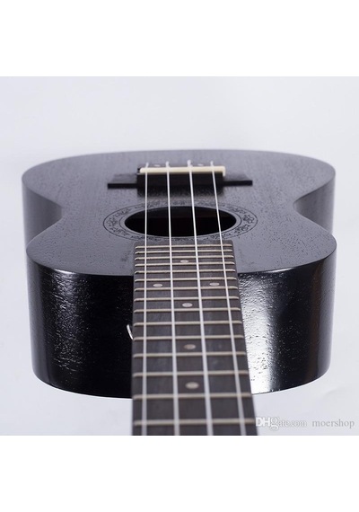 Masif Maun Ağaç Siyah Renk Tenör Boy Profesyonel Ukulele Gitar
