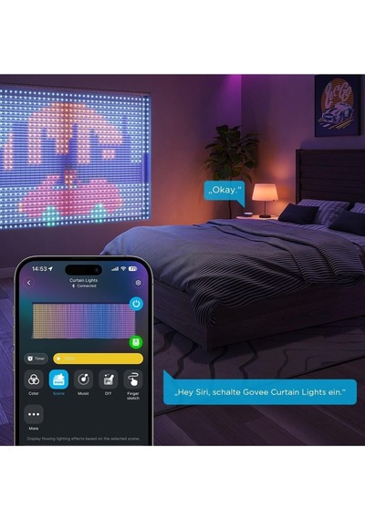 Govee Perde Işıkları 2.0, Akıllı Led Perde, 520 Rgbıc Renk Değiştiren, Dinamik Dekorasyon Perde Aksesuarları Çok Renkli Govee Perde Işıkları 2.0, Akıllı Led Perde, 520 Rgbıc Renk Değiştiren, Dinamik Dekorasyon Perde Aksesuarları Çok Renkli