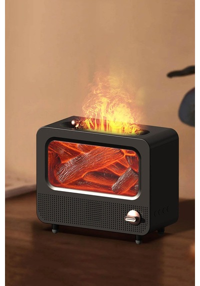 Alev Efektli Retro Hava Nemlendirici Odun Çıtırtı Sesli Aroma Difüzörü Ultrasonik Buhar Makinesi
