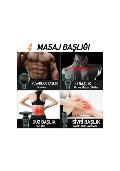Profesyonel Titreşimli Şarjlı Sporcu Masaj Cihaz Masaj Aleti Kas Rahatlatıcı Gevşetici Masaj Tabanca