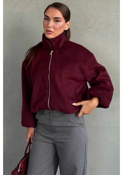 Madmext Bordo Kaşe Bomber Kadın Ceket Mg2902