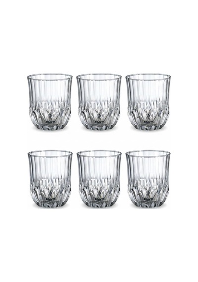 6'lı Kesme Kristal Desenli Cam Bardak Seti - Klasik Tasarım Su, Meşrubat Ve Viski Bardağı Takımı 315 Ml Çok Renkli