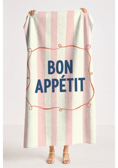 Çizgili French Retro Plaj Havlusu - Pembe Lacivert Modern Akdeniz Hızlı Kuruyan Mikrofiber Havlu Çok Renkli