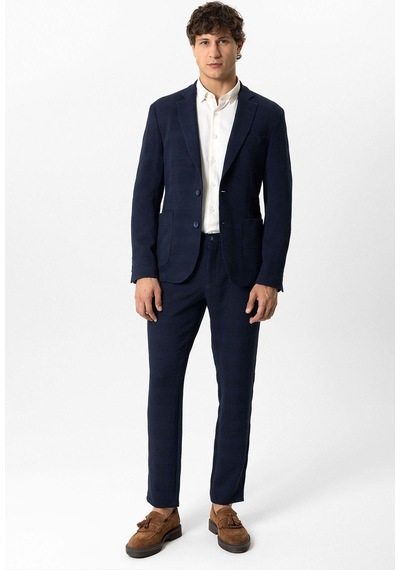 Back And Bond Lacivert Slim Fit Mono Yaka Ceket Çok Renkli
