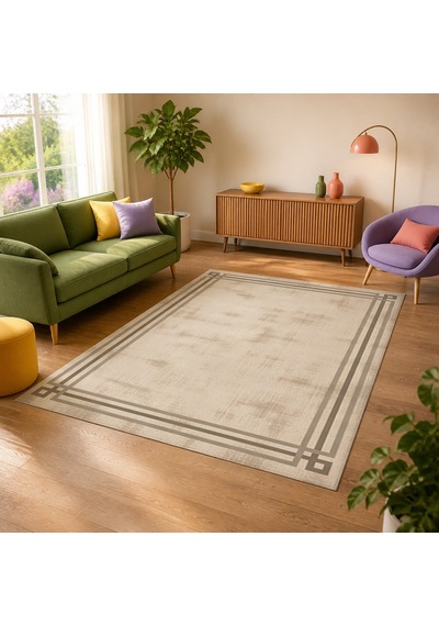 Kartela Halı Rilo Halı Kaymaz Taban Makinede Yıkanabilir Halı Bej - 100 X 150 Cm