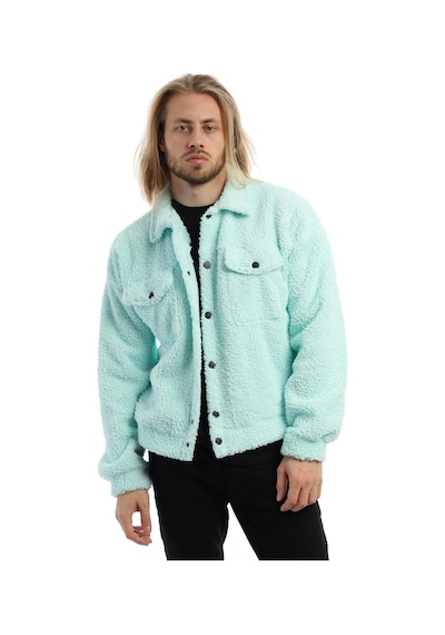 Polostate Erkek Kıvırçık Peluş Cıt Cıt Kapamalı Ceket Mint Mint Yeşili