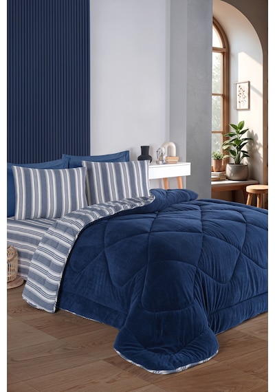 Comfort Set Yeni Nesil Wellsoft Yorganlı 2 Parça Tek Kişilik Soft Line Lacivert Lacivert