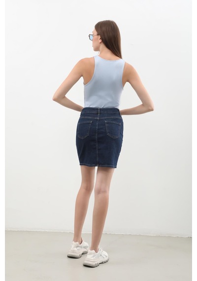 Banny Jeans Kadın Rins Mini Jean Etek Lacivert