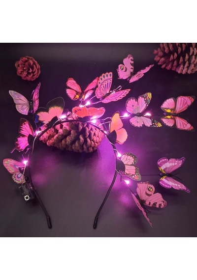 Led Işıklı 3d Kelebek Taç