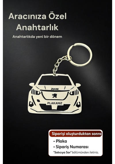 Kişiye Özel Peugeot 2008 Anahtarlık Paslanmaz Çelik