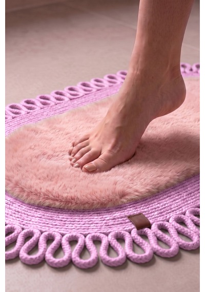 Banyo Paspası Takımı 60x100+40x60 Cm Dış Trikot Pembe & Pembe